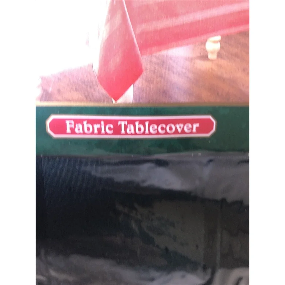 Trim a Home Holiday Green Stripe Fabric TableCover NIP 60 X 84